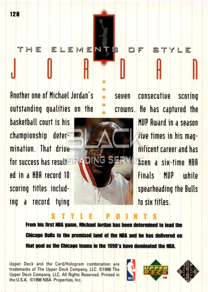 Back - Upper Deck MJ Living Legend-The Elements of Style
