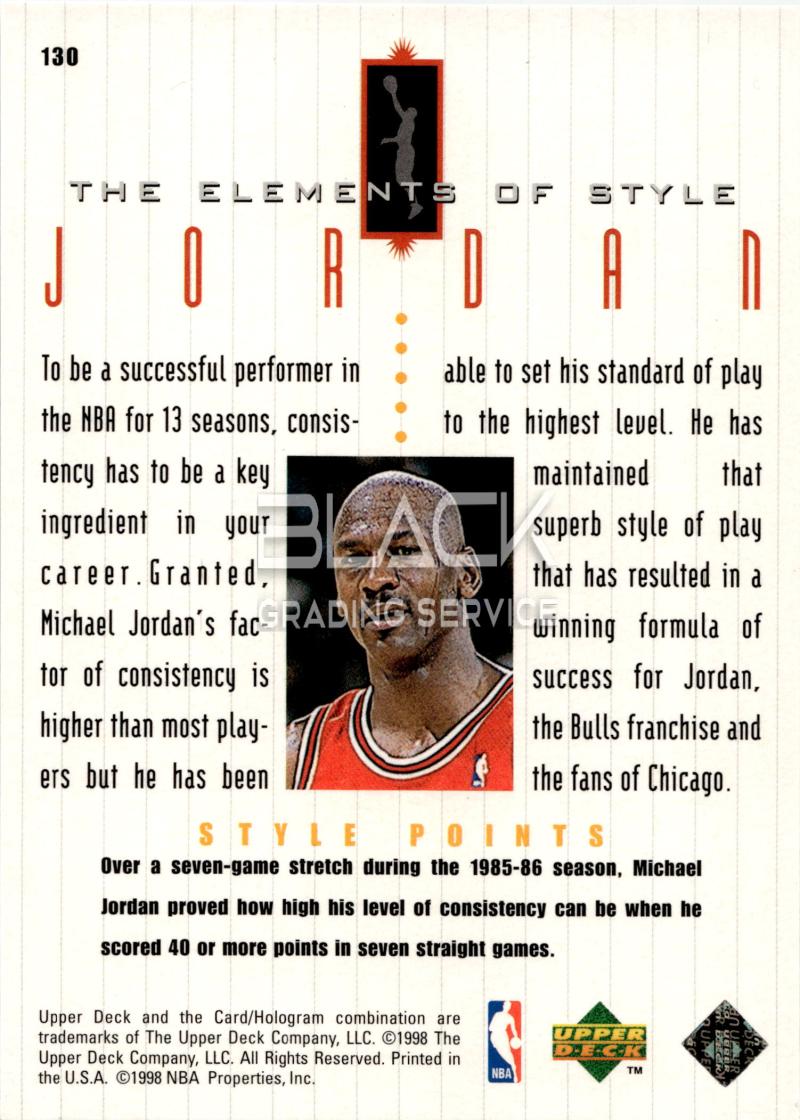 Back - Upper Deck MJ Living Legend-The Elements of Style