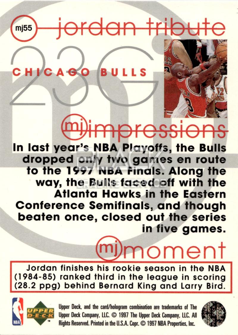 Back - Upper Deck Jordan Tribute-mj Impressions
