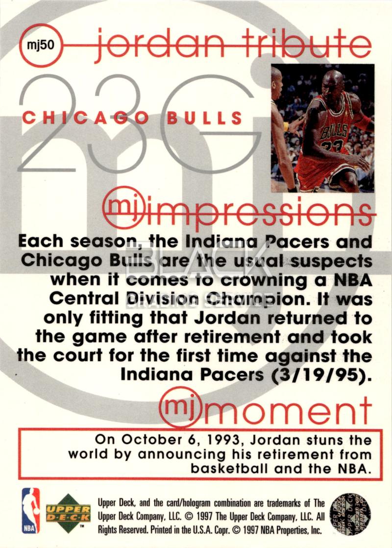 Back - Upper Deck Jordan Tribute-mj Impressions
