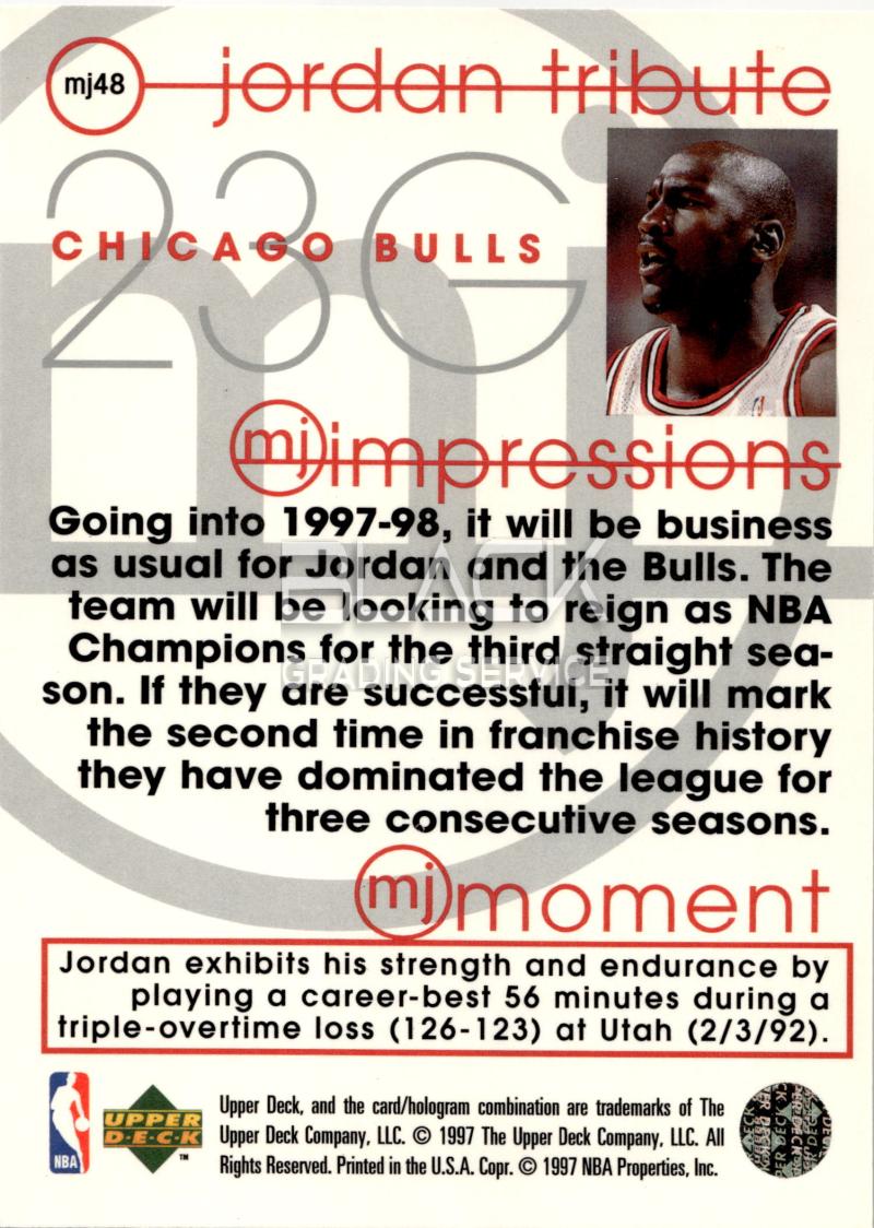 Back - Upper Deck Jordan Tribute-mj Impressions