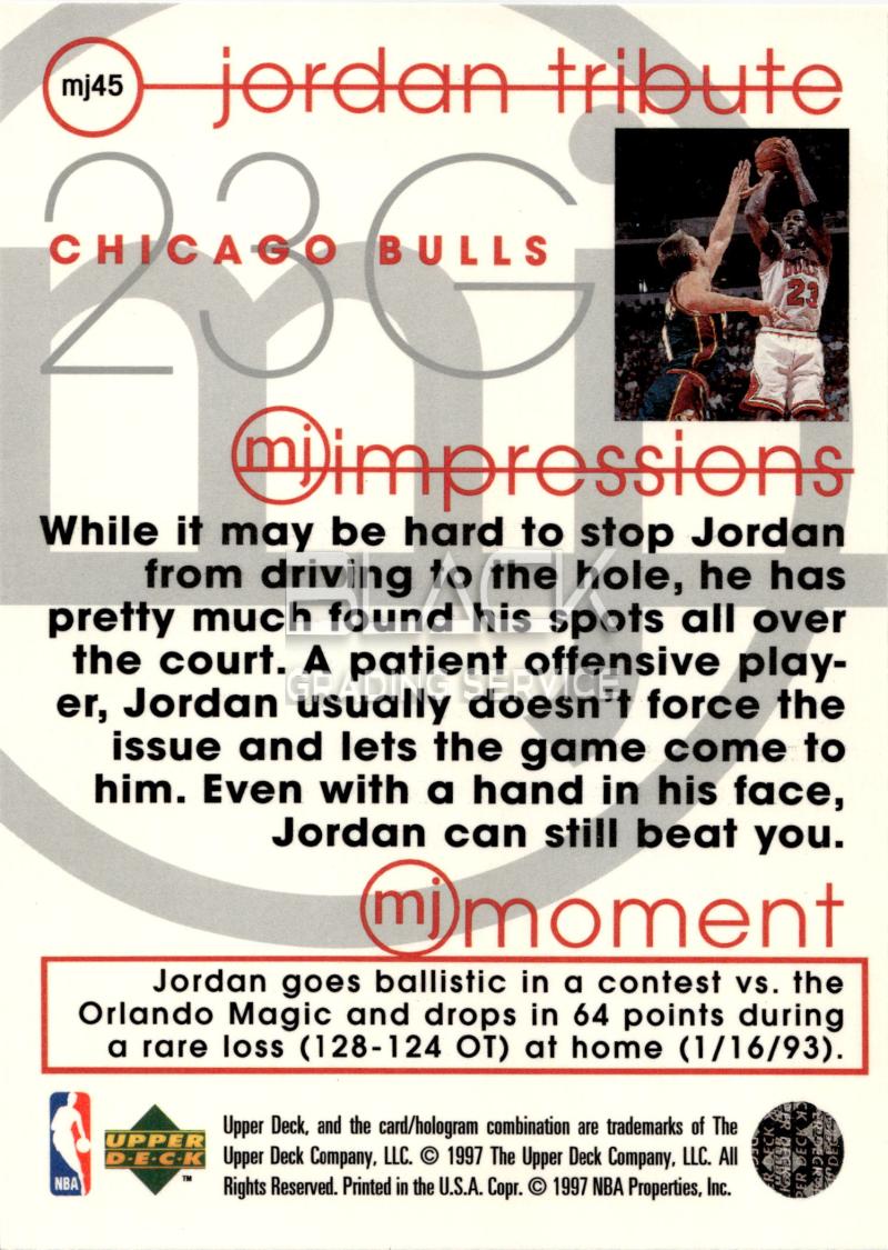 Back - Upper Deck Jordan Tribute-mj Impressions