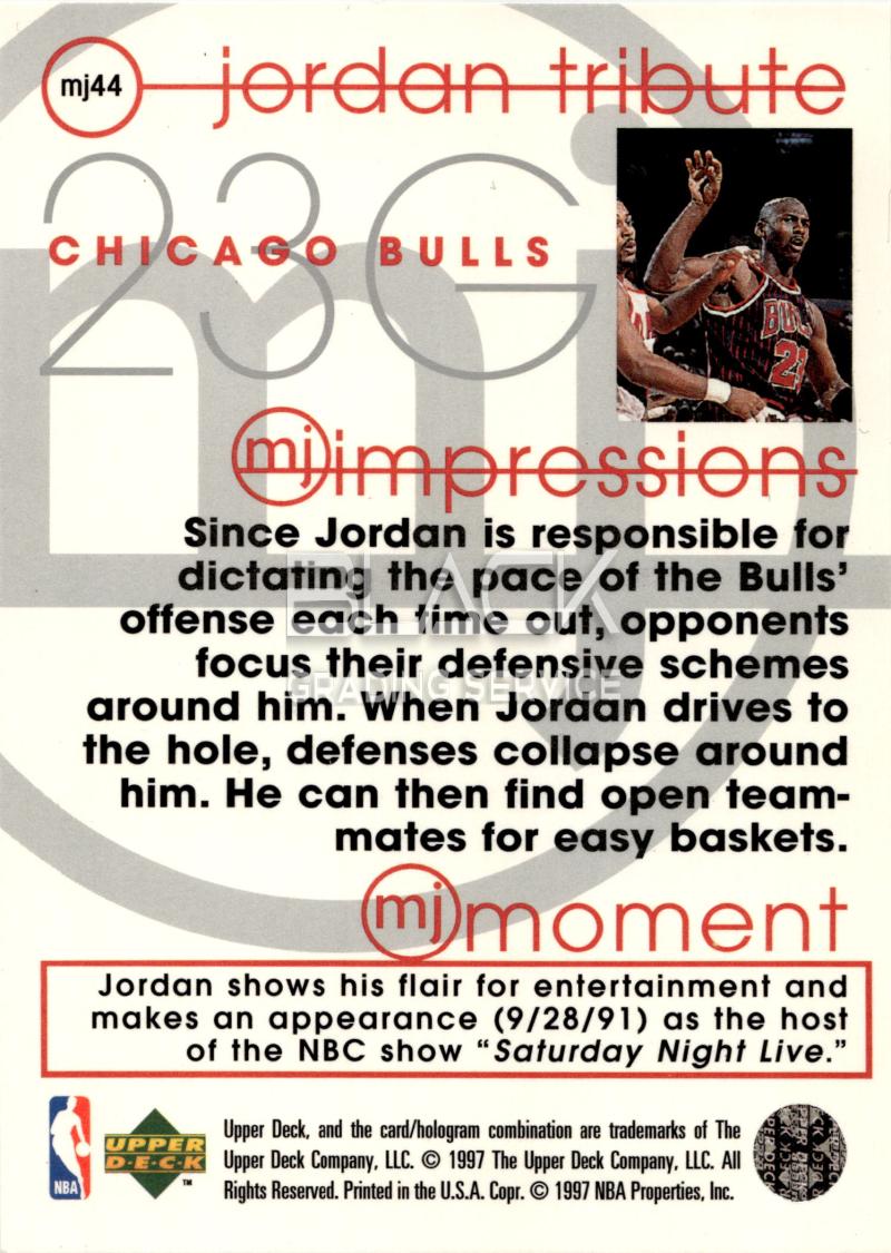 Back - Upper Deck Jordan Tribute-mj Impressions