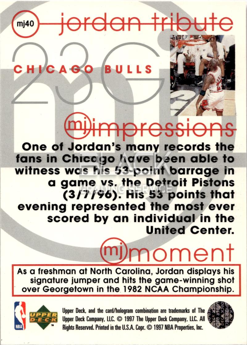 Back - Upper Deck Jordan Tribute-mj Impressions