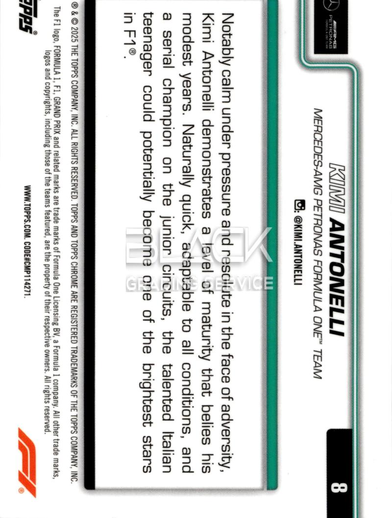 Back - Topps Chrome Formula 1 Racing