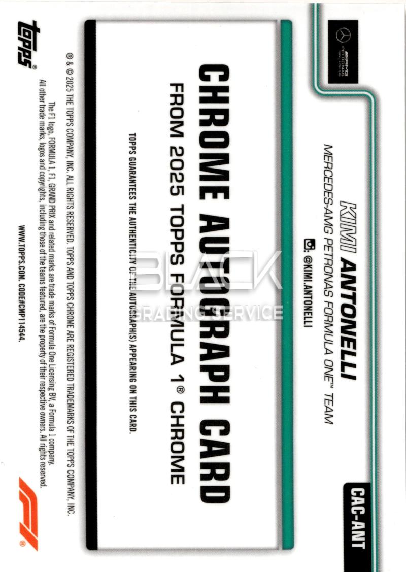 Back - Topps Chrome Formula 1 Racing