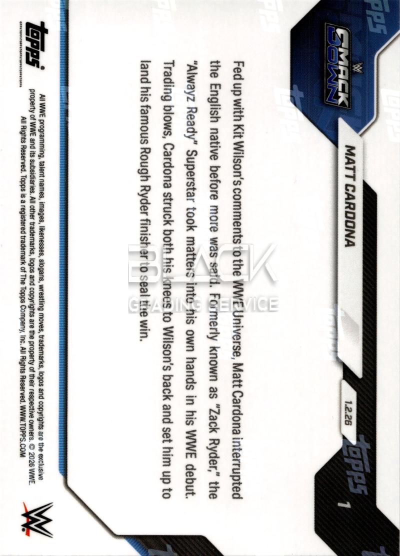 Back - Topps Now WWE Smack Down