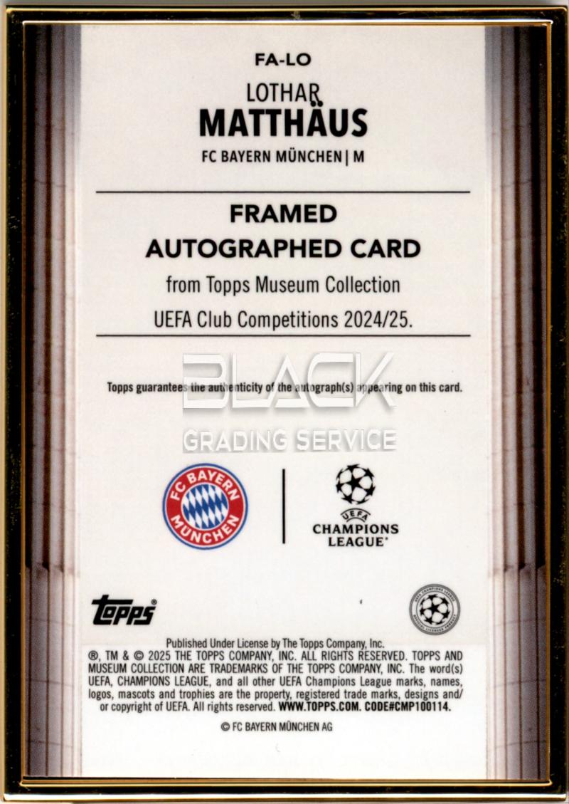 Back - Topps UCC Museum Collection